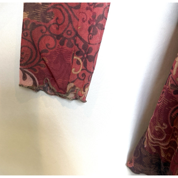 Y2K Womens Floral Asymmetrical Sheer Babydoll Top Size S Forest Fairy Whimsigoth - Picture 5 of 11